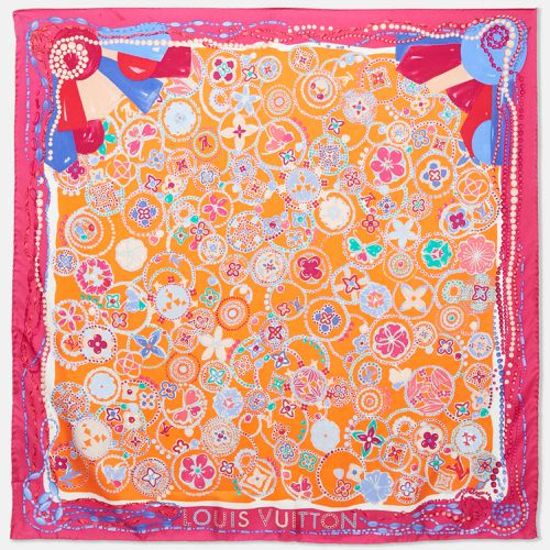 Pink Printed Silk Square Scarf - Louis Vuitton - Modalova