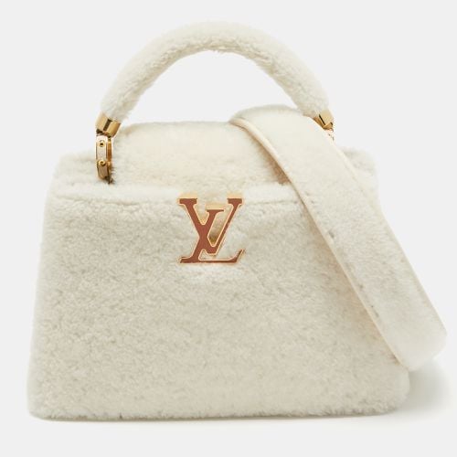 Blanc Shearling and Taurillon Leather Capucines BB Bag - Louis Vuitton - Modalova