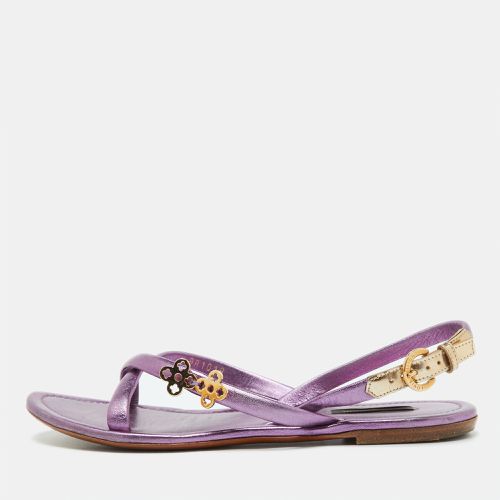 Metallic Leather Flat Sandals Size 37.5 - Louis Vuitton - Modalova