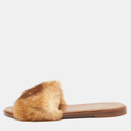 Beige Mink Fur Lock It Flat Slides Size 40 - Louis Vuitton - Modalova