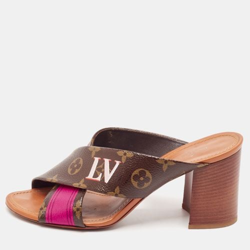 Pink Canvas Panorama Slide Sandals Size 38.5 - Louis Vuitton - Modalova