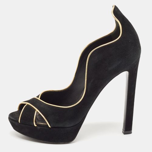 Gold Suede Crisscross Peep Toe Pump Size 37.5 - Louis Vuitton - Modalova