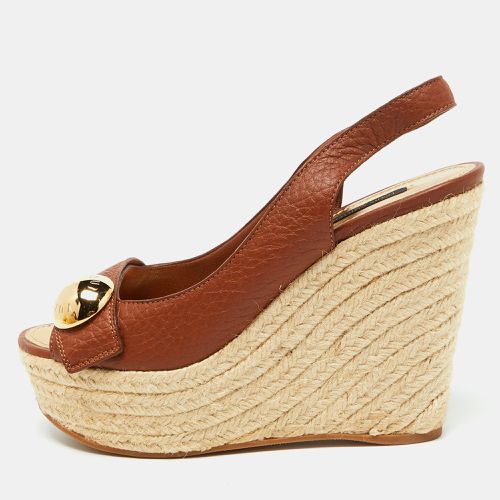 Leather Espadrille Platform Wedge Slingback Sandals Size 39 - Louis Vuitton - Modalova