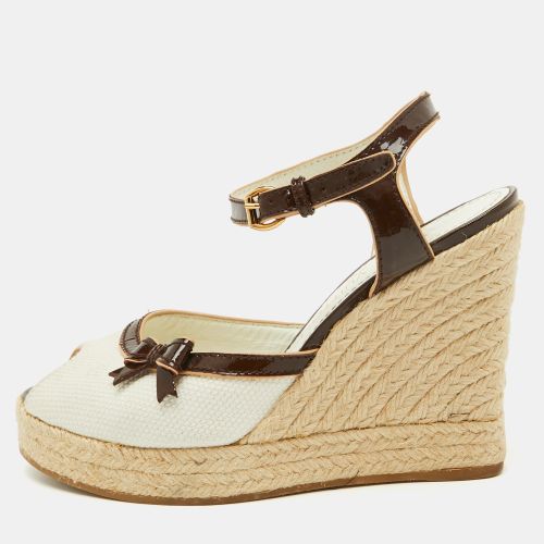 Brown Canvas and Patent Leather Espadrille Wedge Sandals Size 36.5 - Louis Vuitton - Modalova