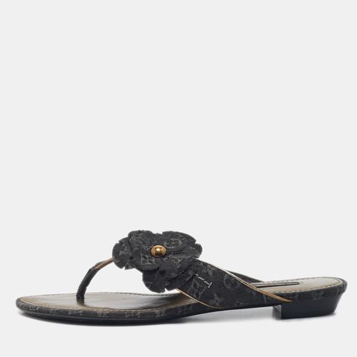 Denim Trim Monogram Thong Sandals Size 37 - Louis Vuitton - Modalova