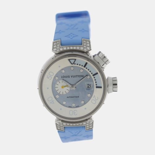 Diamonds Stainless Steel Tambour Q1330 Quartz Women's Wristwatch 35 mm - Louis Vuitton - Modalova