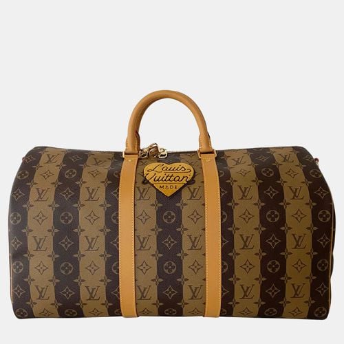 Virgil Abloh NIGO Monogram Stripes Coated Canvas Keepall Bandoulière 50 Duffel Bag - Louis Vuitton - Modalova