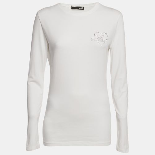 Logo Rhinestone Jersey Long Sleeve T-Shirt M - Love Moschino - Modalova