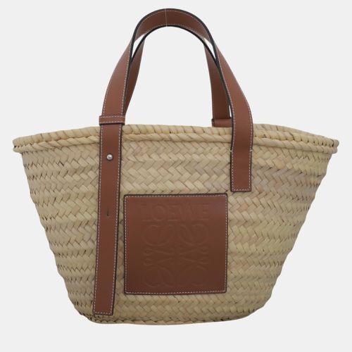 Brown Leather, Raffia Large Woven Basket Bag - Loewe - Modalova