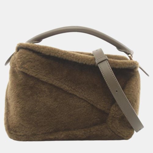 Small Puzzle Shearling Khaki Handbag - Loewe - Modalova