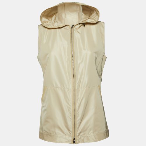 Light Silk Blend Leather Trim Detail Zip-Up Hooded Vest L - Loro Piana - Modalova