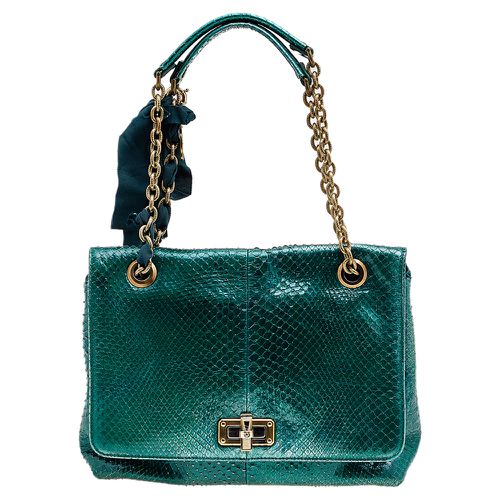 Metallic Sea Python Leather Happy Shoulder Bag - Lanvin - Modalova