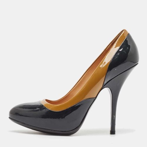 Navy Blue Patent Leather Round Toe Pumps Size 38.5 - Lanvin - Modalova