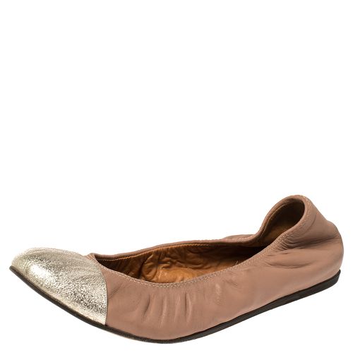 Nude/Silver Leather Scrunch Ballet Flats Size 37 - Lanvin - Modalova