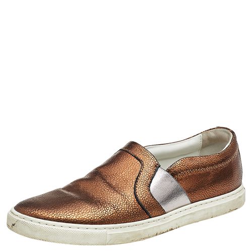 Bronze Texture Leather Slip On Sneakers Size 38 - Lanvin - Modalova