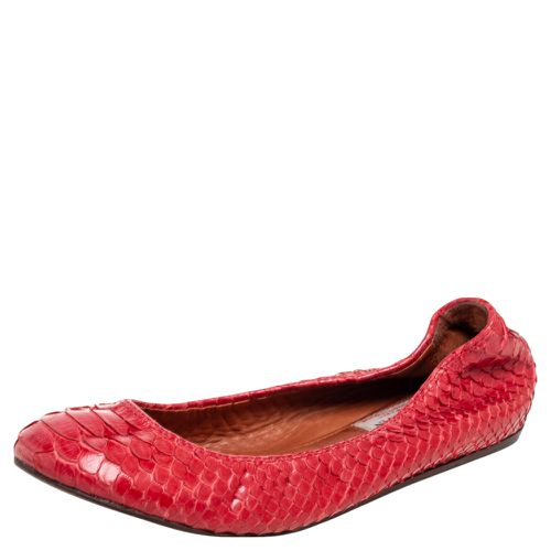 Python Leather Scrunch Ballet Flats Size 36 - Lanvin - Modalova