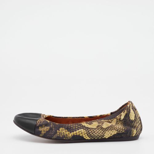 Printed Fabric and Leather Scrunch Ballet Flats Size 38 - Lanvin - Modalova