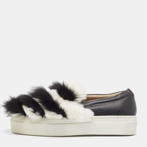 White Leather and Mink Fur Slip On Sneakers Size 40 - Le Silla - Modalova