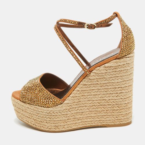 Metallic Crystal Embellished Suede Espadrille Wedge Sandals Size 38.5 - Le Silla - Modalova