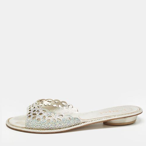 Crystal Embellished Textured Suede Flat Slides Size 37.5 - Le Silla - Modalova