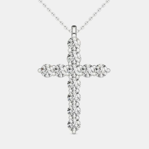 K Hypoallergenic Gold Natural Diamond Cross Pendant Necklace (1/4 Ctw) - Luv Eclipse - Modalova