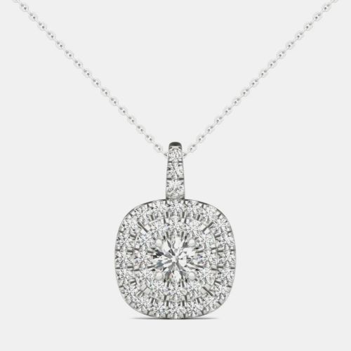 K Gold Natural Diamond Double Halo Pendant (1.00 Ctw) - Luv Eclipse - Modalova