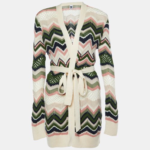 Chevron Pointelle Knit Belted Cardigan M - M Missoni - Modalova