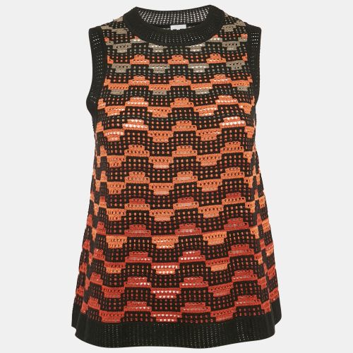 Orange/ Patterned Wool Blend Knit Sleeveless Top S - M Missoni - Modalova