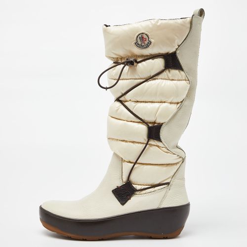 Off Satin and Leather Snow Boots Size 39 - Moncler - Modalova