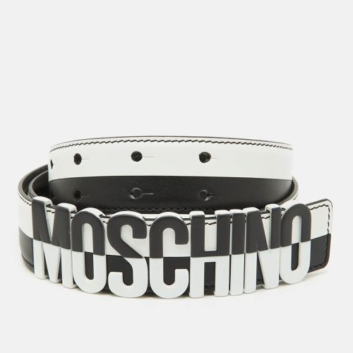 Moschino /White Leather Classic Logo Belt 95CM - Moschino Couture - Modalova