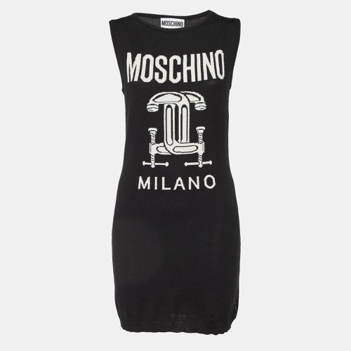 Logo Intarsia Wool Knit Sweater Dress M - Moschino Couture - Modalova