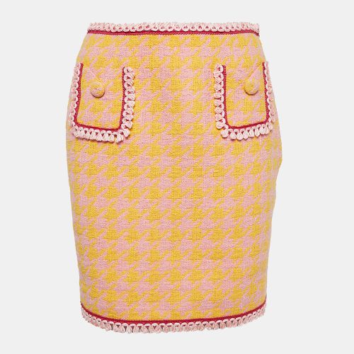 Yellow Houndstooth Cotton Mini Skirt S - Moschino Couture - Modalova