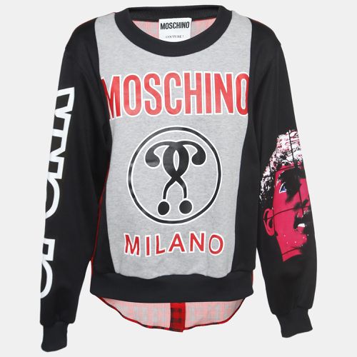 Printed Cotton and Crepe Back Buttoned Sweatshirt M - Moschino Couture - Modalova