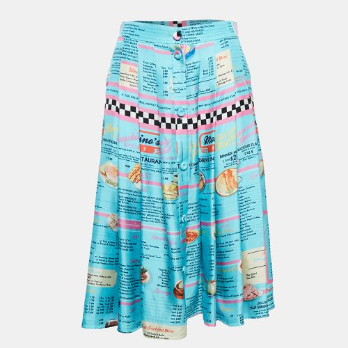 Drive In Menu Print Silk Pleated Midi Skirt L - Moschino Couture - Modalova