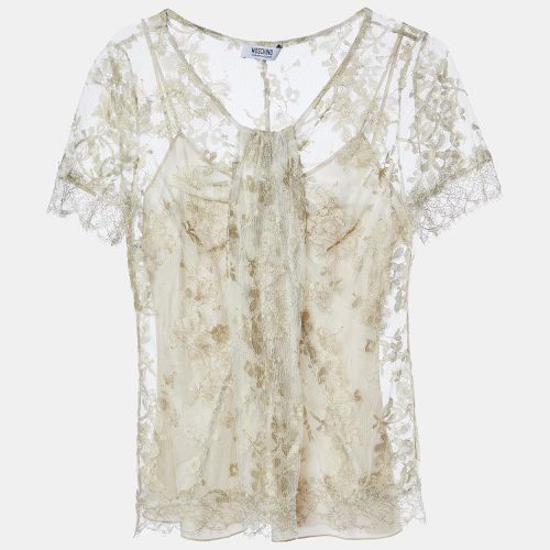 Floral Lace Half Sleeve Top S - Moschino Cheap and Chic - Modalova