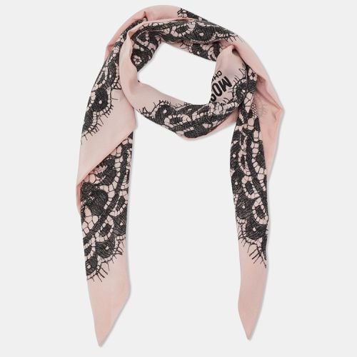 Lace Printed Silk Triangular Scarf - Moschino - Modalova