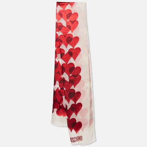 Larioseta Hearts Satin Trim Silk Scarf - Moschino - Modalova