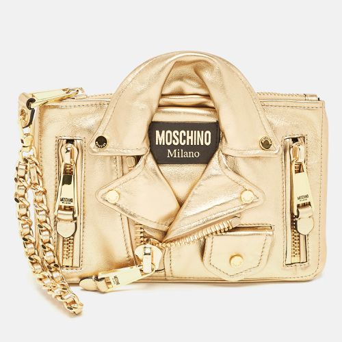 Leather Capsule Biker Jacket Wristlet Clutch - Moschino - Modalova