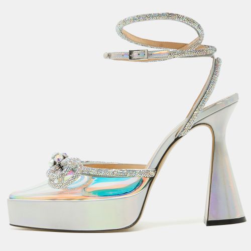 PVC Crystal Embellished Double Bow Platform Ankle Strap Pumps Size 41 - Mach & Mach - Modalova