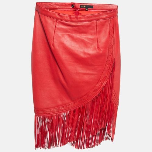 Leather Fringe Detail Mini Skirt M - Maje - Modalova