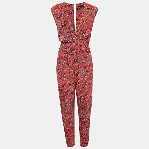 Printed Crepe Smocked Detail Jumpsuit M - Maje - Modalova