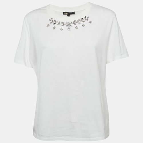 Studded Cotton Round Neck T-Shirt L - Maje - Modalova