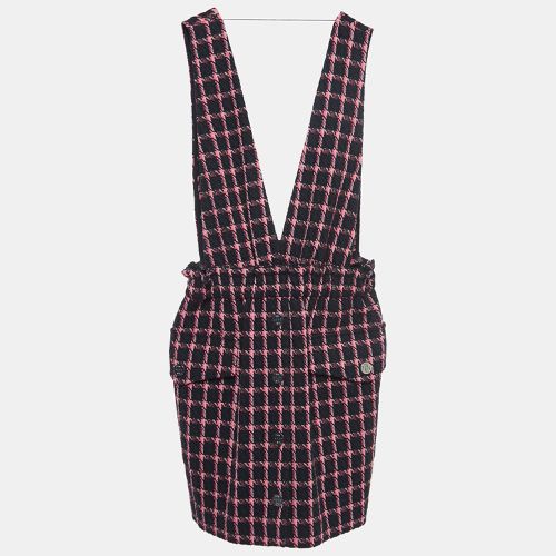 Pink Checked Tweed Plunge V-Neck Mini Dress S - Maje - Modalova