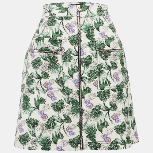 White/ Printed Linen Blend Zip-Up Jizer Mini Skirt L - Maje - Modalova