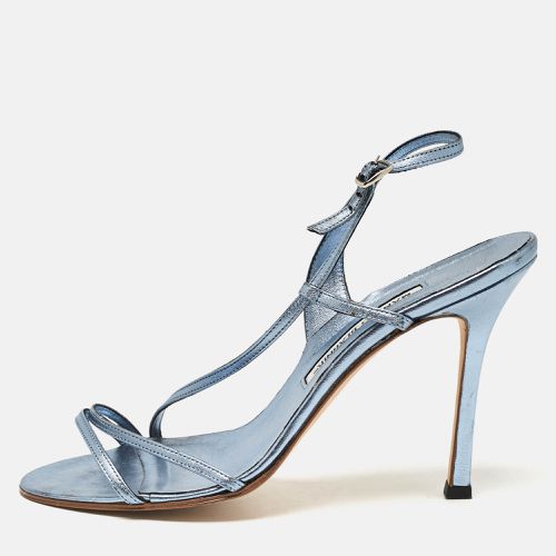 Metallic Leather Strappy Slingback Sandals Size 39 - Manolo Blahnik - Modalova