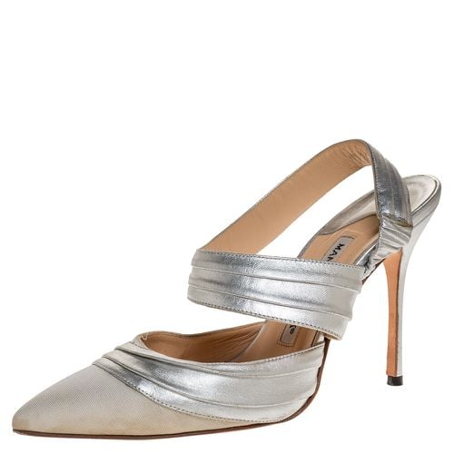 Leather And Grey Grosgrain Alla Pumps Size 37 - Manolo Blahnik - Modalova