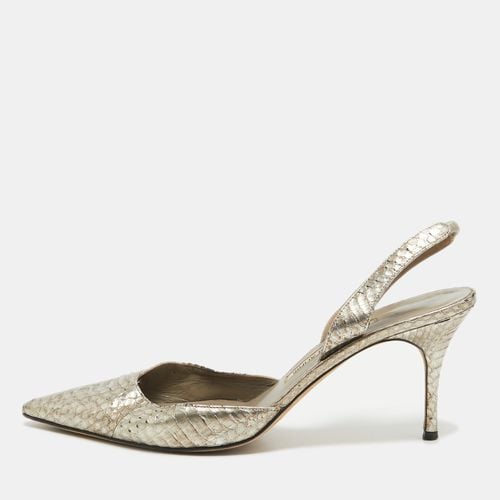 Embossed Python Carolyne Slingback Pumps Size 40 - Manolo Blahnik - Modalova