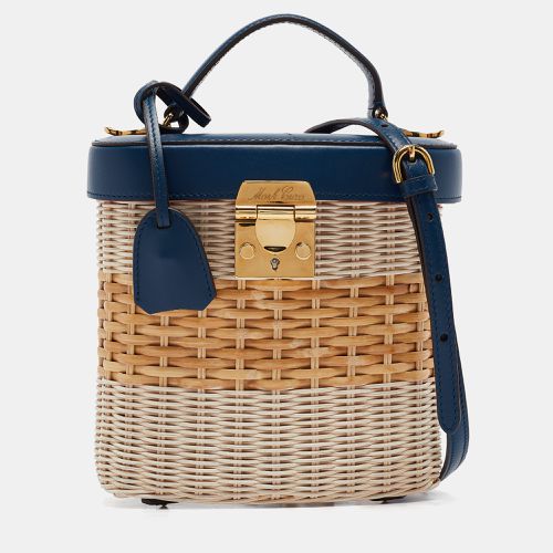 Navy /Tan Rattan Benchley Top Handle Bag - Mark Cross - Modalova