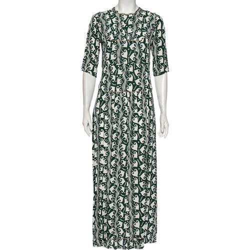 Printed Crepe Pleated Front Detailed Maxi Dress S - Marni - Modalova