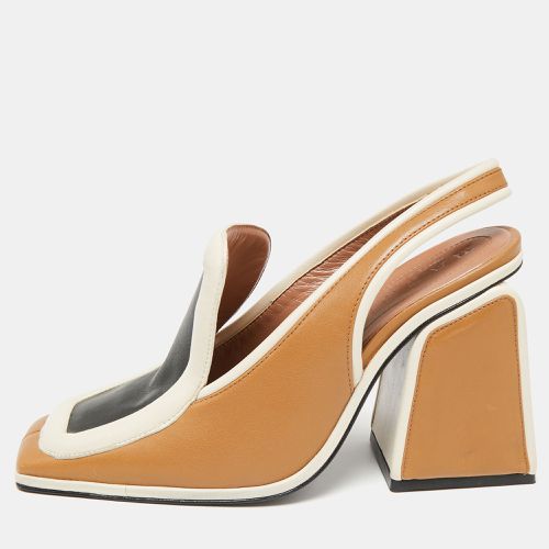 Tri-Color Leather Square Toe Block Heel Slingback Sandals Size 37 - Marni - Modalova